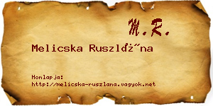 Melicska Ruszlána névjegykártya